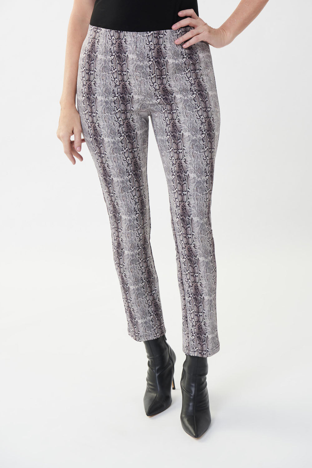 Joseph Ribkoff Beige/Black Snake Print Pants Style 223172-main