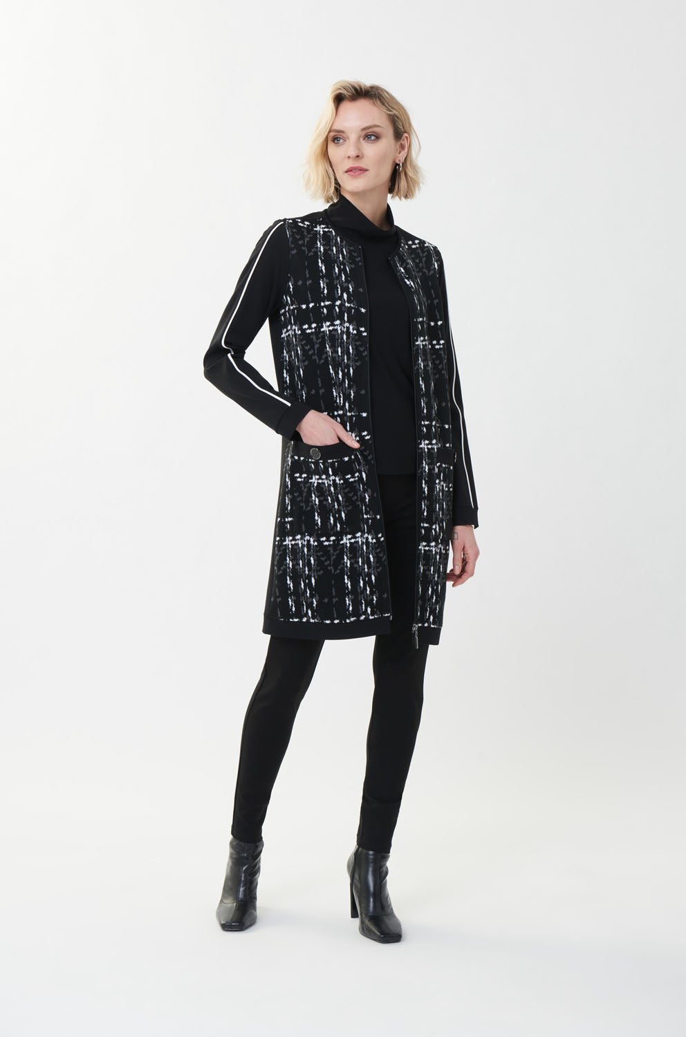 Joseph Ribkoff Black/Vanilla/Grey Coat Style 223183