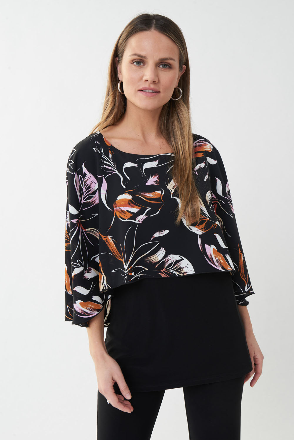 Joseph Ribkoff Black/Multi Floral Print Tunic Style 223221