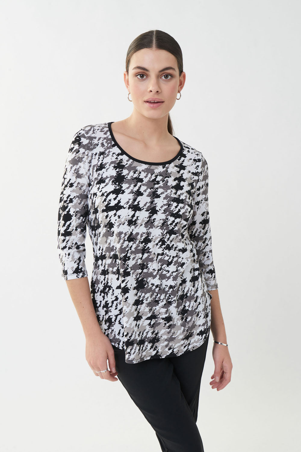 Joseph Ribkoff Black/White/Grey Jersey Top Style 223227