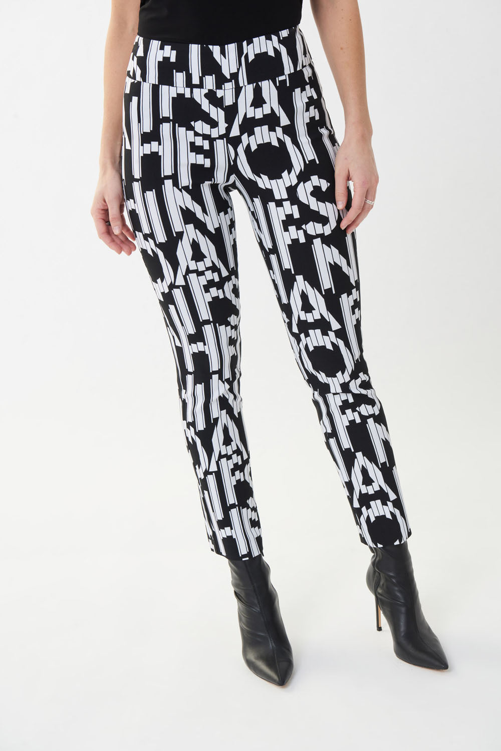 Joseph Ribkoff Lettering Print Black/White Pant Style 223271