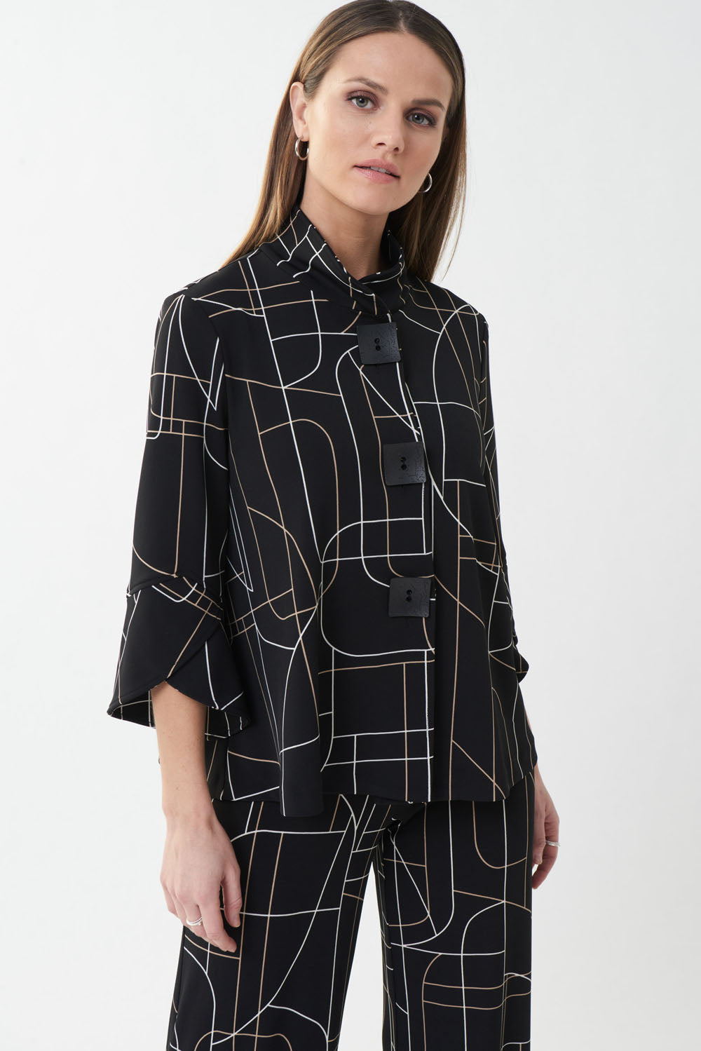 Joseph Ribkoff Black/Multi Abstract Print Jacket Style 223276