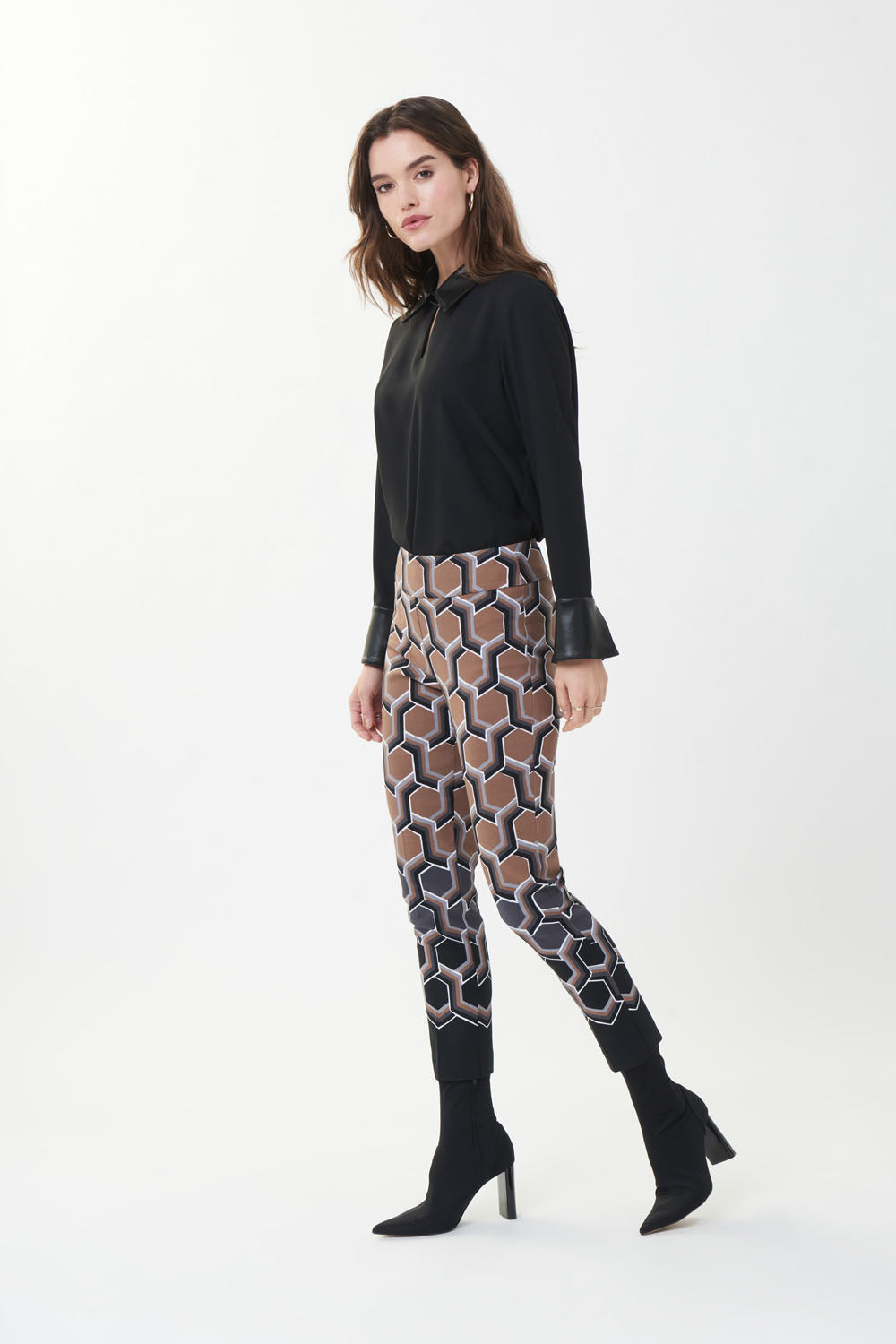 Joseph Ribkoff Pant Black/Multi with Geometric Print Style 223280