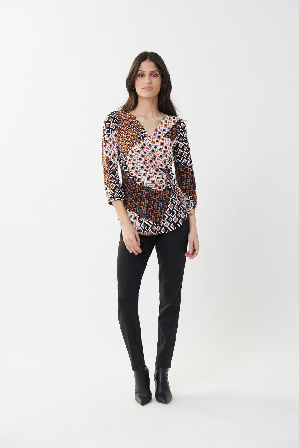 Joseph Ribkoff Vanilla/Multi Mixed Print Top Style 223287-main