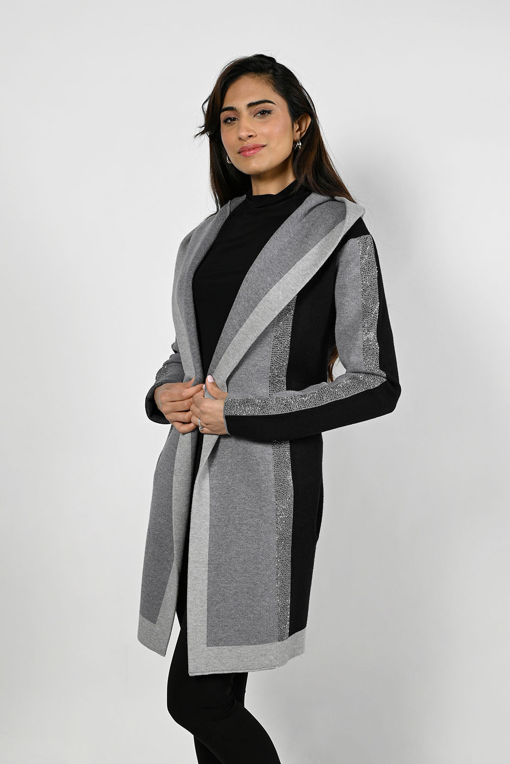 Frank Lyman Black/Grey Knit Cover-Up Style 223448U