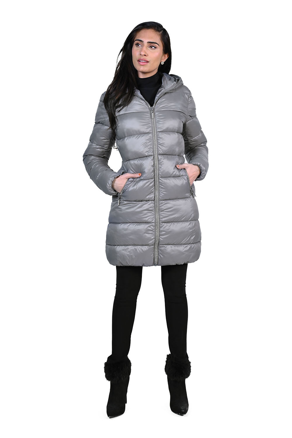 Frank Lyman Charcoal Puffy Coat Style 223469U