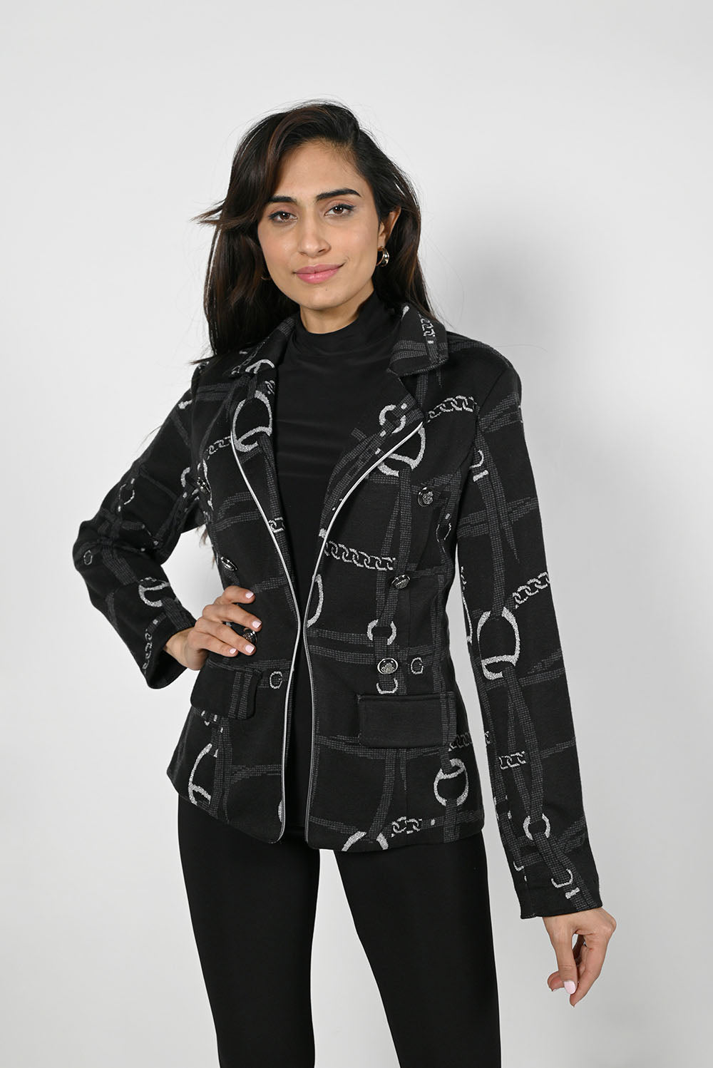 Frank Lyman Black/Silver Knit Jacket Style 223509