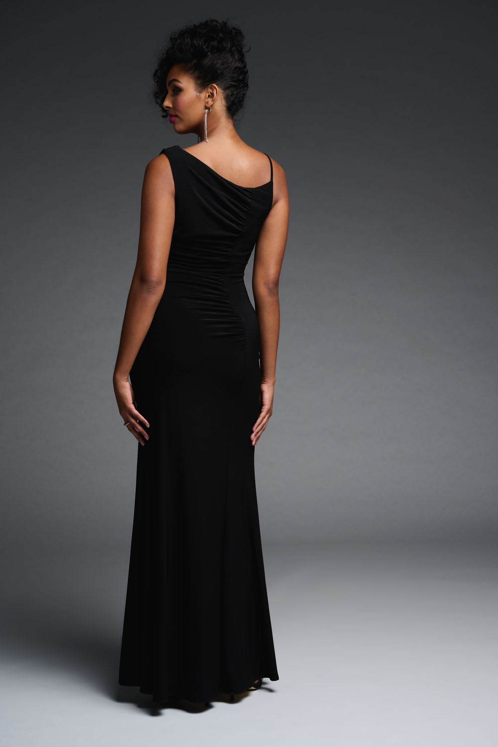 Joseph Ribkoff Black Ruched Gown Style 223714 Joseph Ribkoff Black Ruched Gown Style 223714