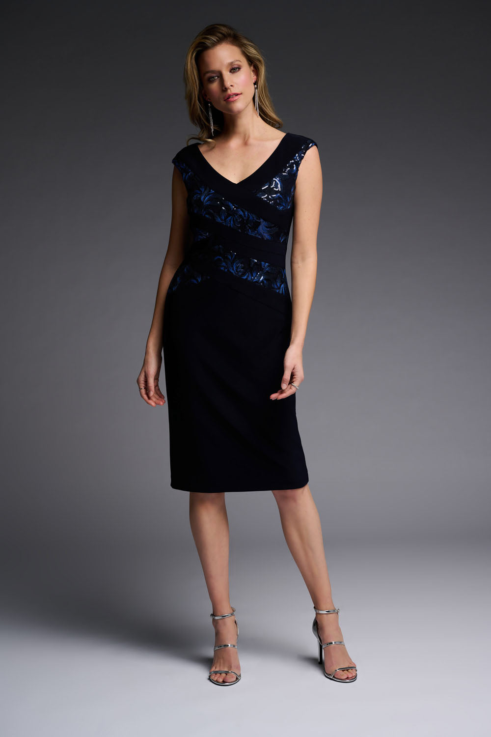 Joseph Ribkoff Midnight Blue Sequin Dress Style 223729