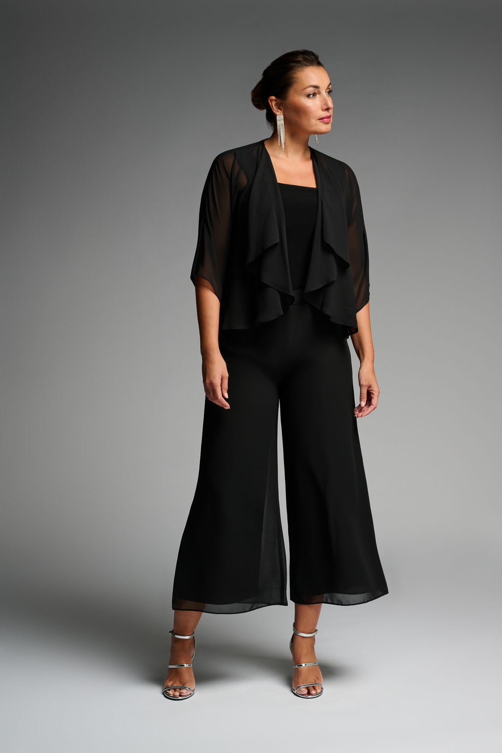 Joseph Ribkoff Black Wide Leg Chiffon Pants Style 223739