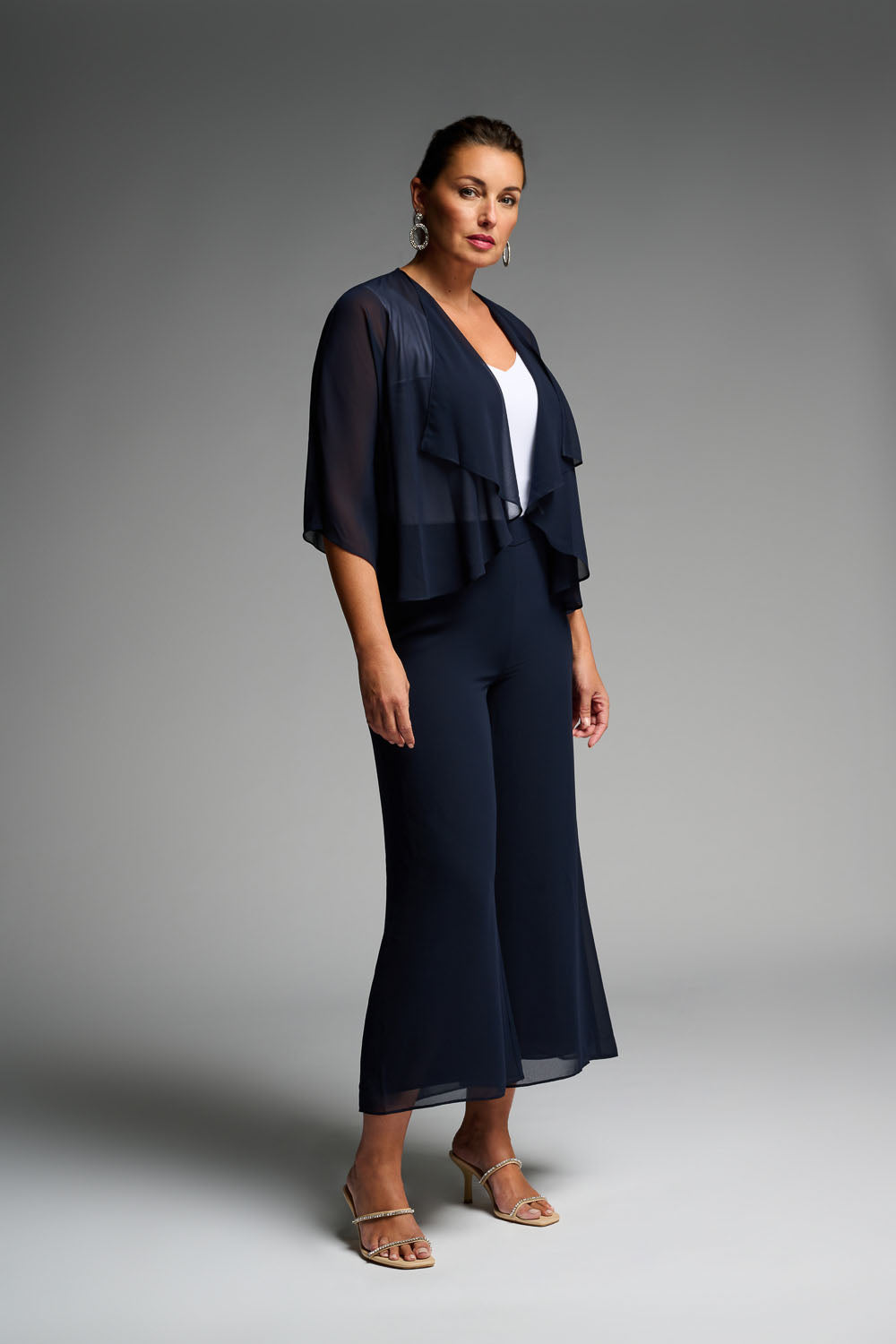 Joseph Ribkoff Midnight Blue Wide Leg Chiffon Pants Style 223739