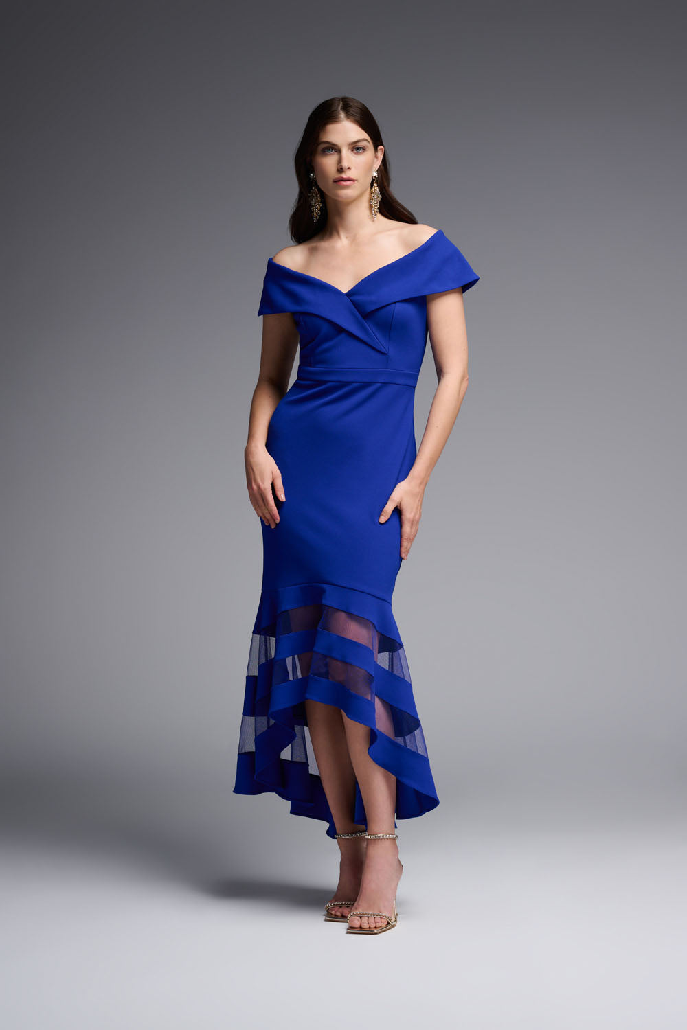 Joseph Ribkoff Royal Sapphire Scuba Crepe Trumpet Dress 223743