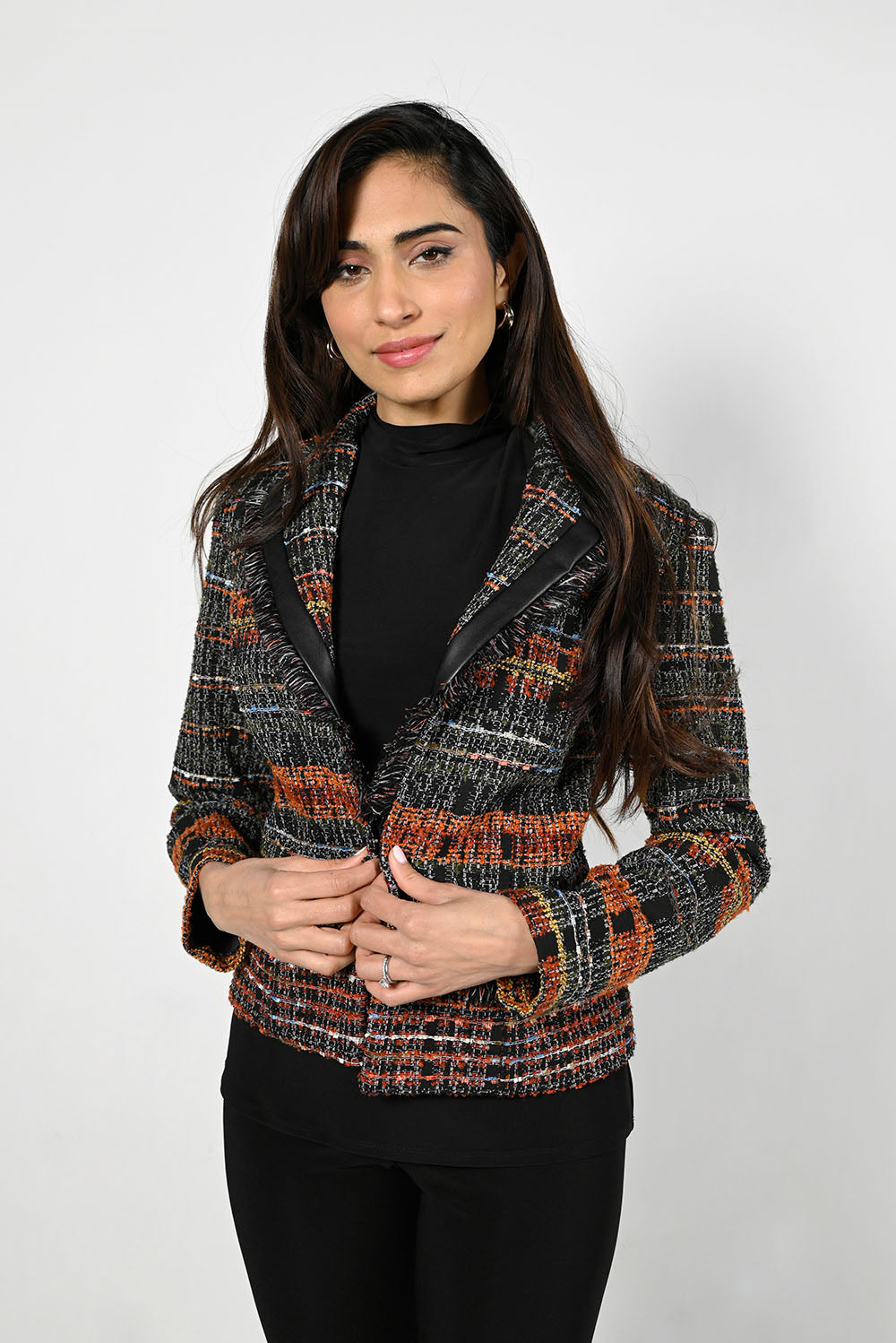 Frank Lyman Black/Orange Woven Jacket Style 223747