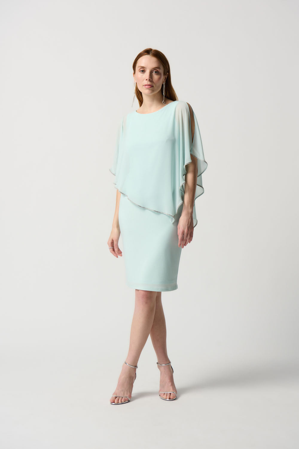 Joseph Ribkoff Opal Chiffon And Silky Knit Sheath Dress Style 223762