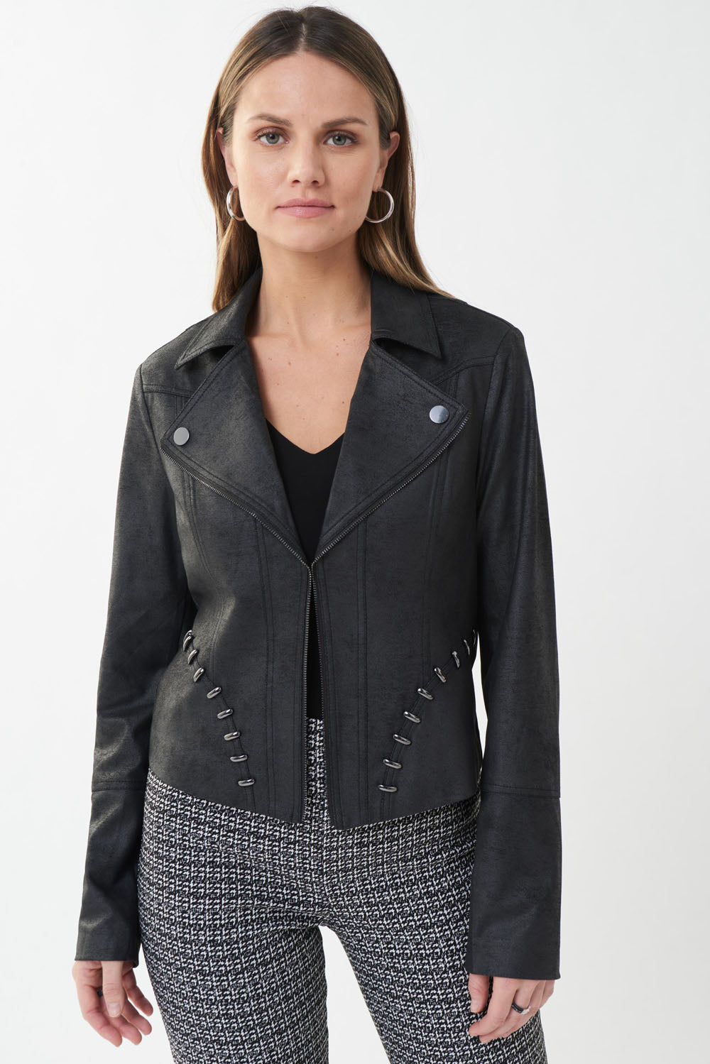 Joseph Ribkoff Black Leatherette Jacket Style 223914