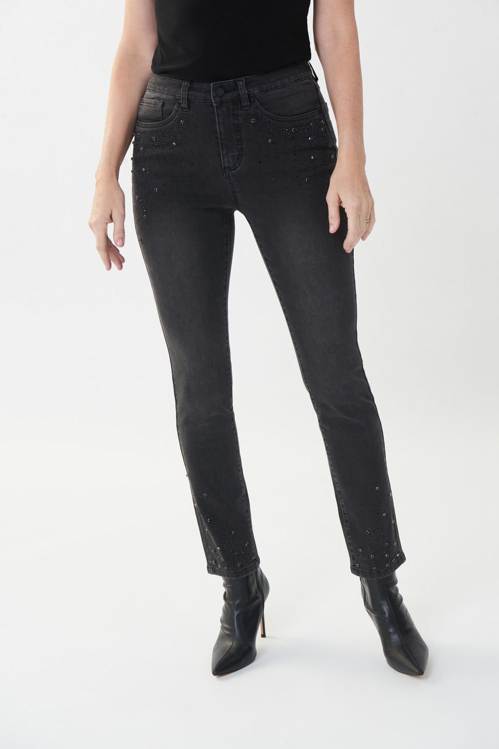 Joseph Ribkoff Charcoal Grey Denim Pants Style 223925