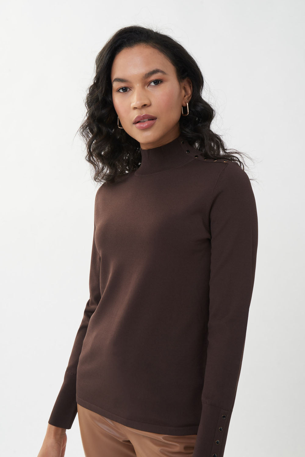 Joseph Ribkoff Mocha Studded Sweater Style 223954