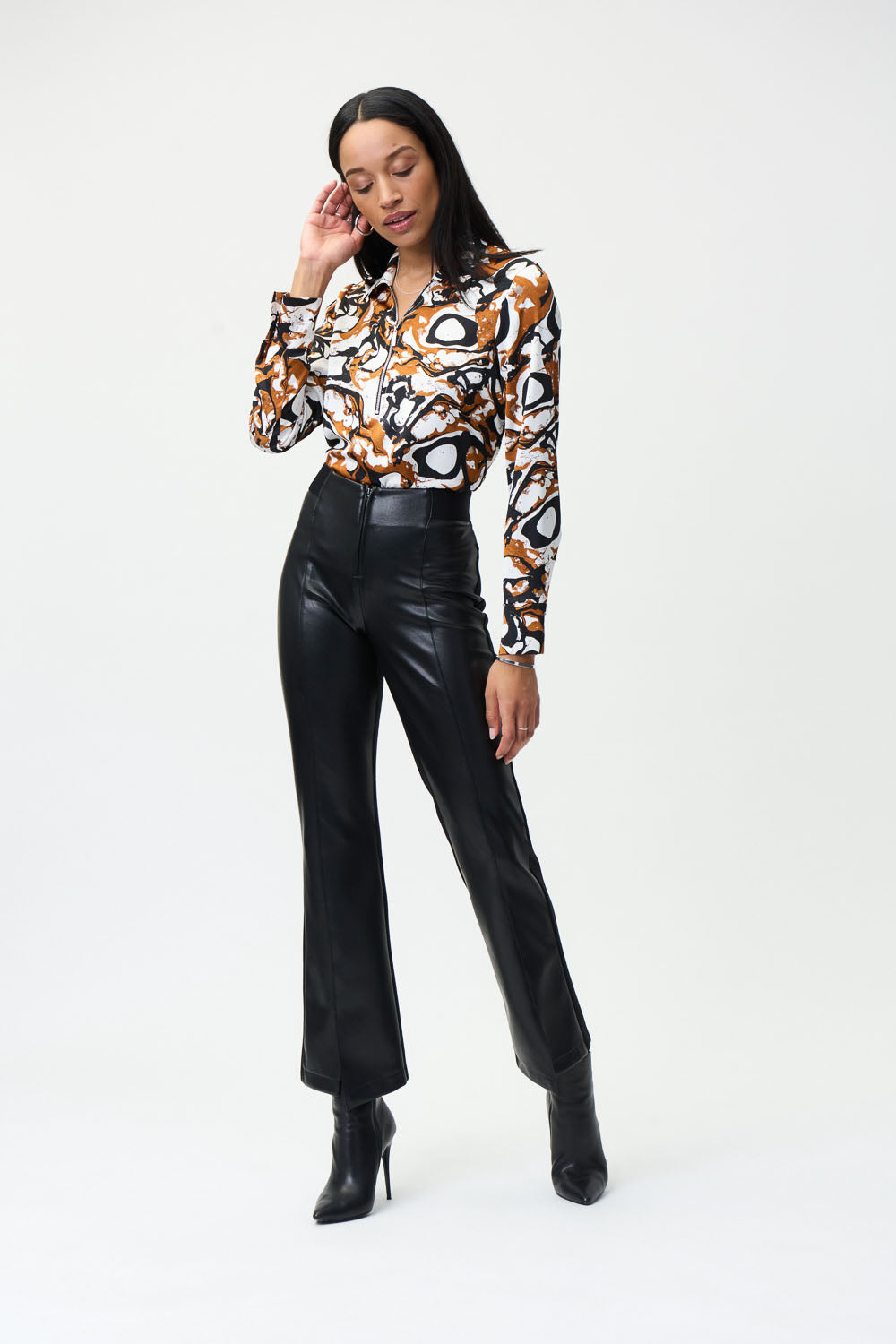 Joseph Ribkoff Black Leatherette Pants Style 224311