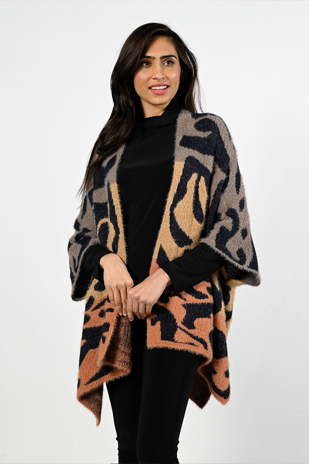 Frank Lyman Brown/Orange Poncho Style 224505U