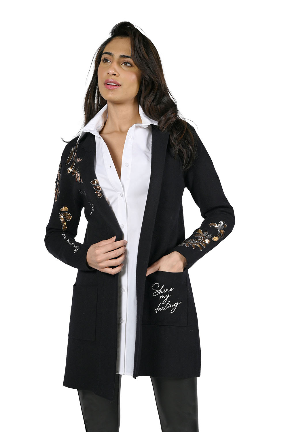 Frank Lyman Black Knit Cover Up Style 224576U