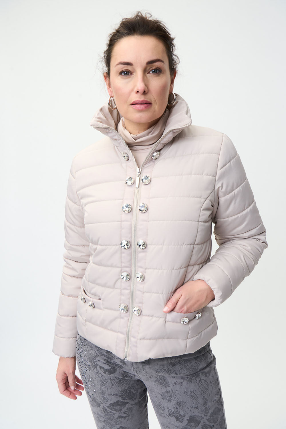 Joseph Ribkoff Stone Puffy Coat Style 224908