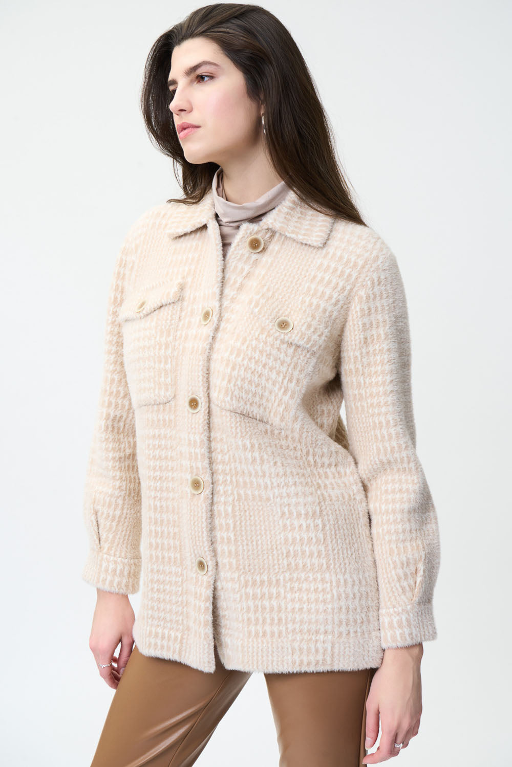 Joseph Ribkoff Vanilla/Camel Knit Jacket Style 224938