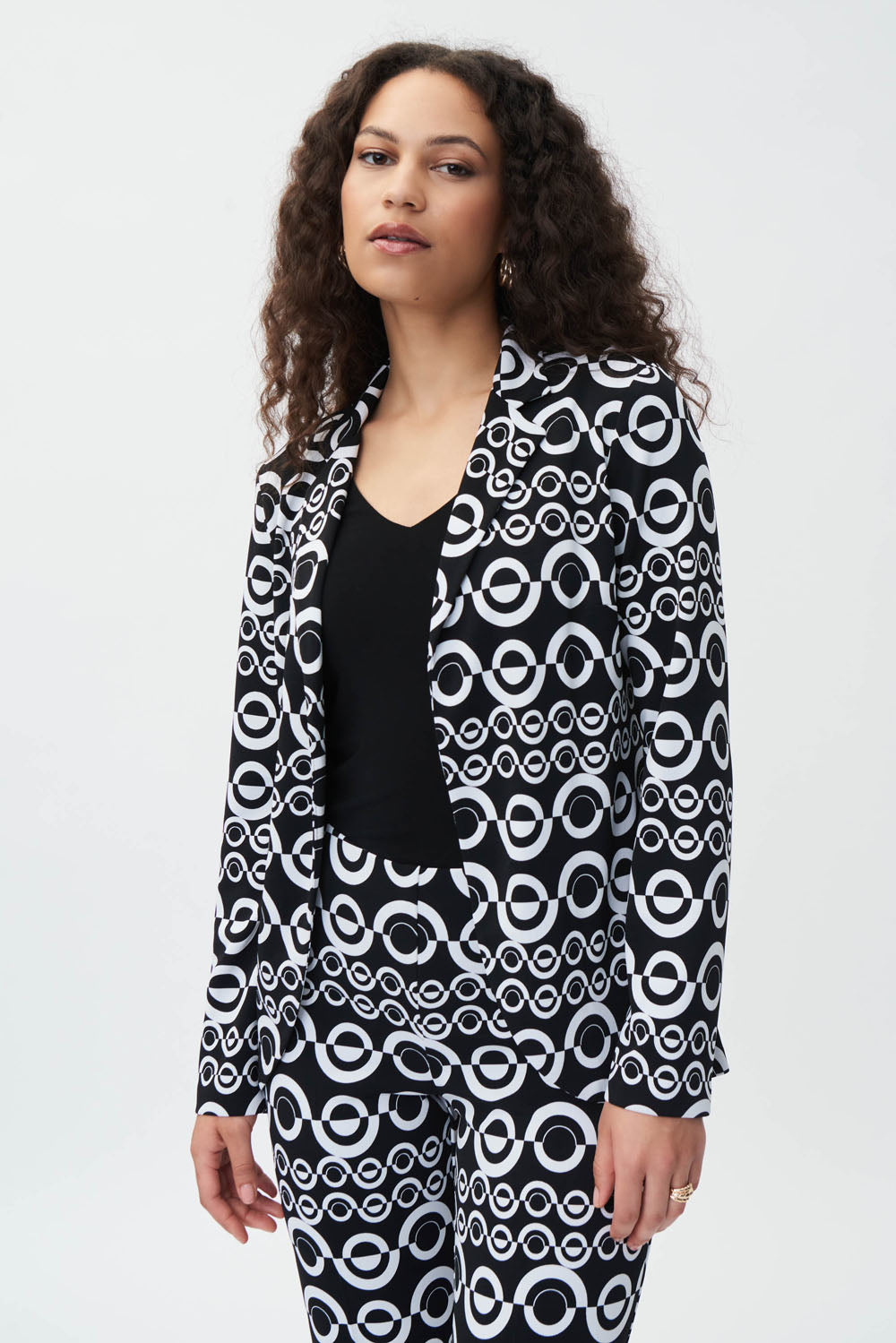 Joseph Ribkoff Black/Vanilla Geometric Print Blazer Style 231087