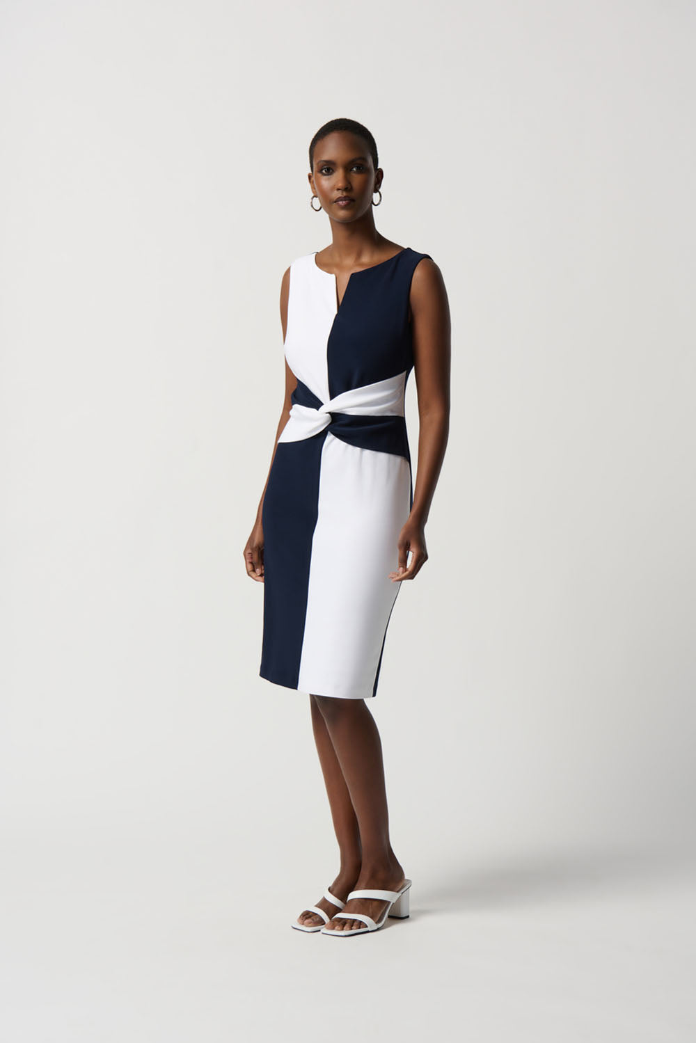 Joseph Ribkoff Midnight Blue/Vanilla Color-Blocked Dress Style 231103