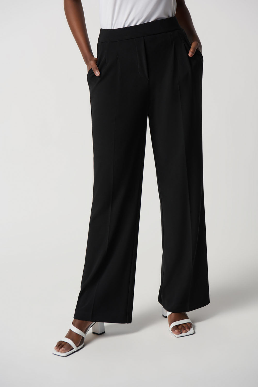 Joseph Ribkoff Black Wide-Leg Knit Pants Style 231136