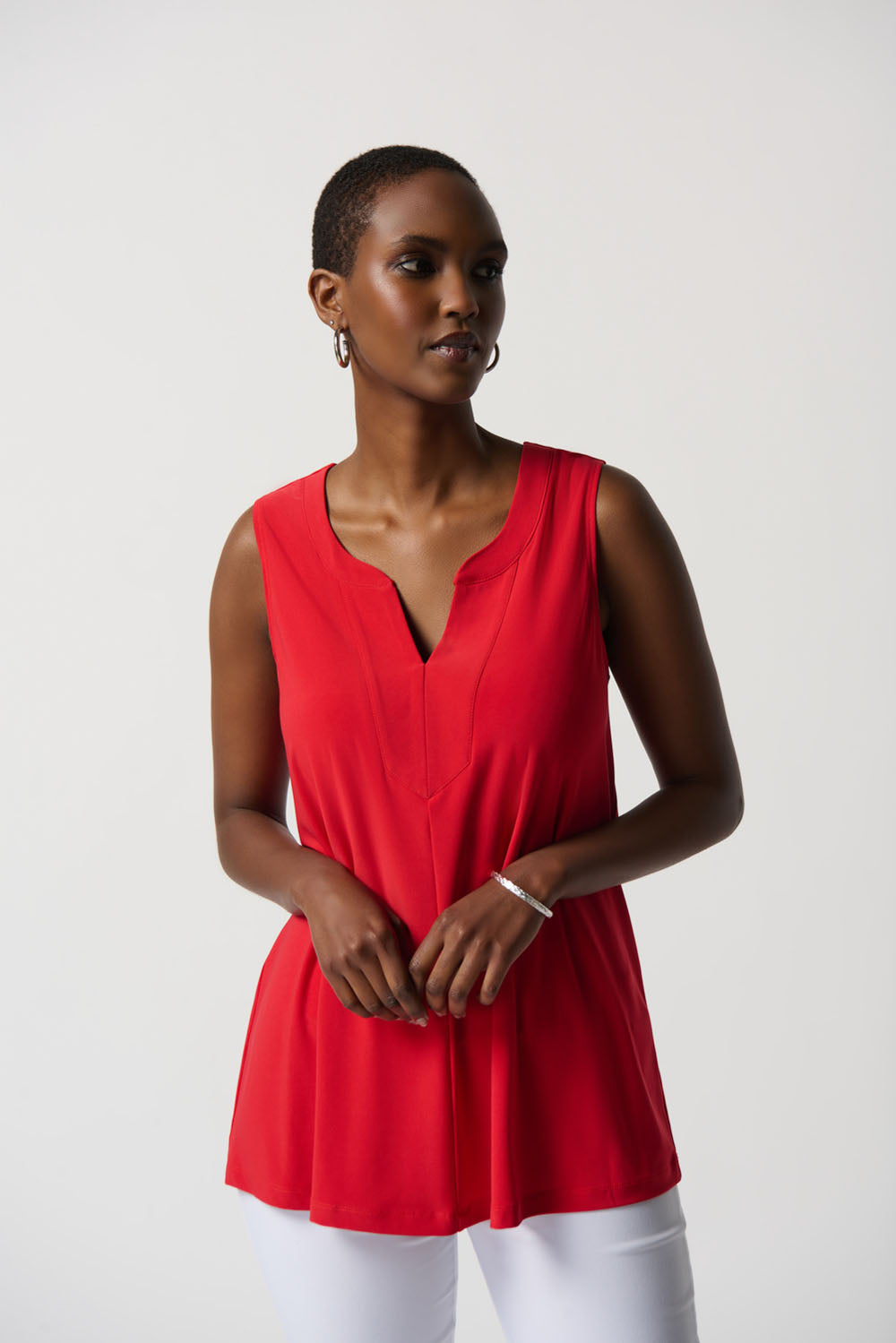 Joseph Ribkoff Magma Red Sleeveless A-Line Top Style 231137