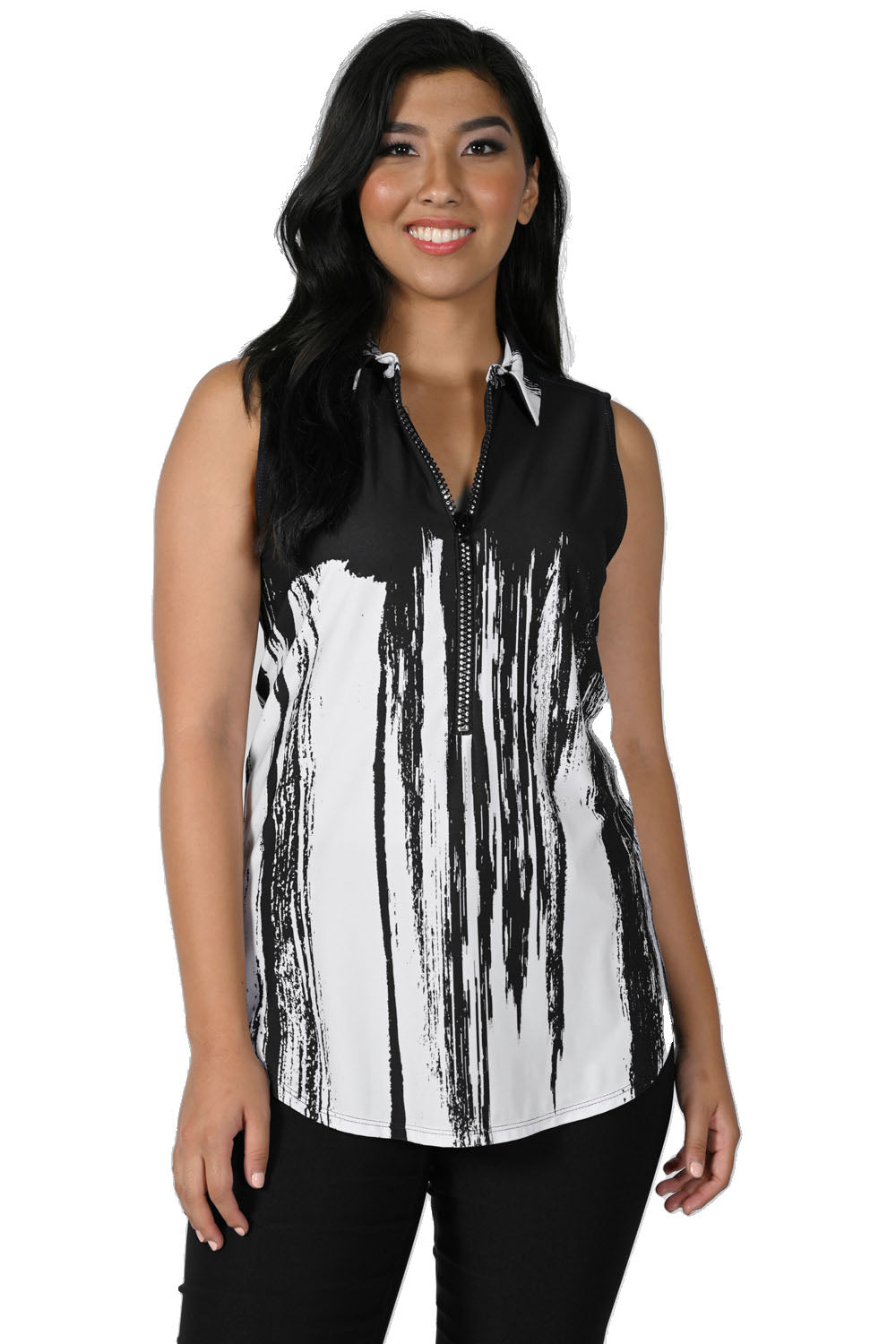 Frank Lyman Black/White Sleeveless Top Style 231182