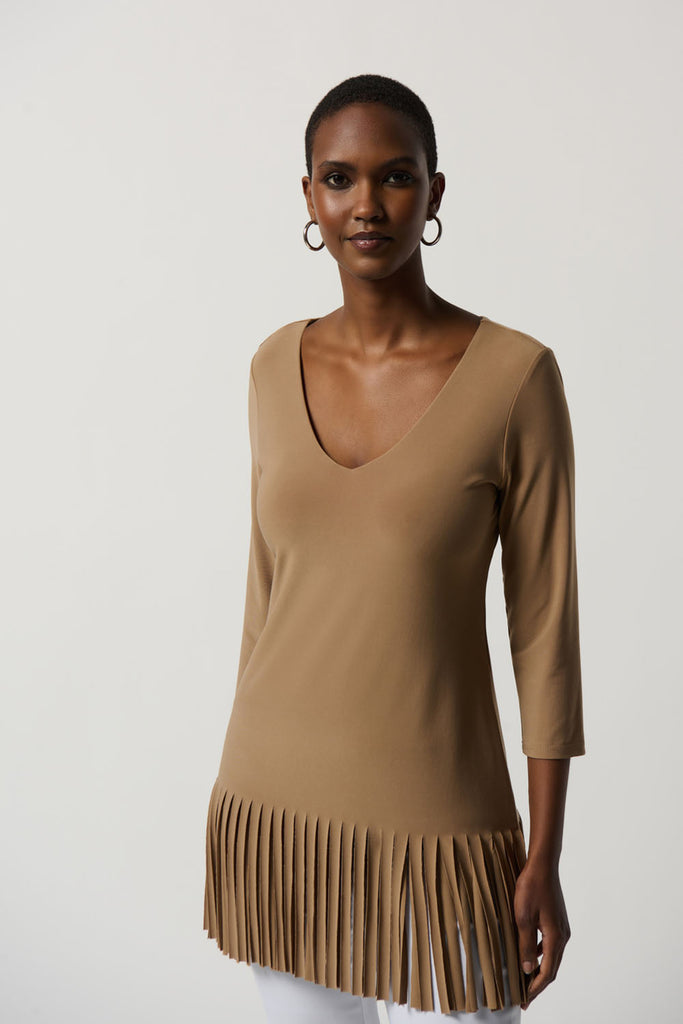 Joseph Ribkoff Tiger's Eye Fringed Hem Tunic Style 231232 – DECABANA
