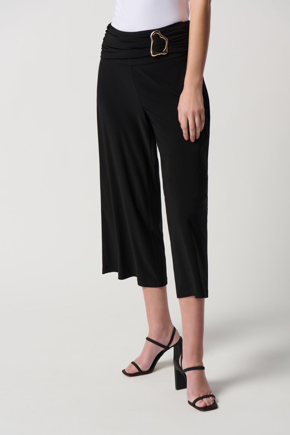 Joseph Ribkoff Black Solid Silky Knit Culotte Pants Style 231251