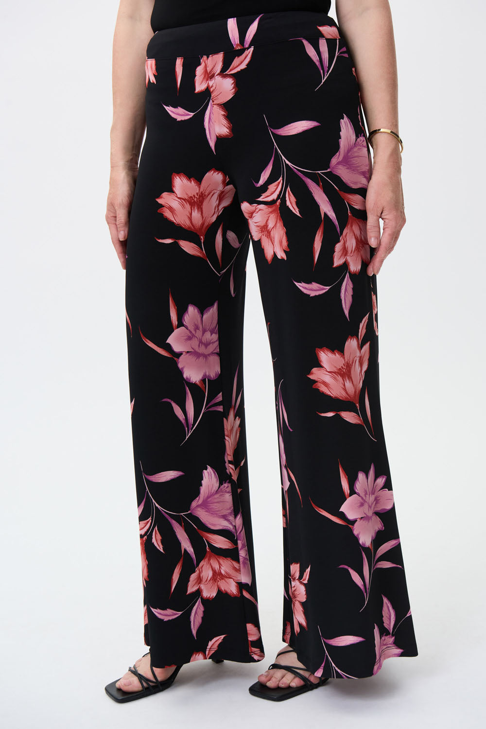 Joseph Ribkoff Black/Multi Wide Leg Pants Style 231301