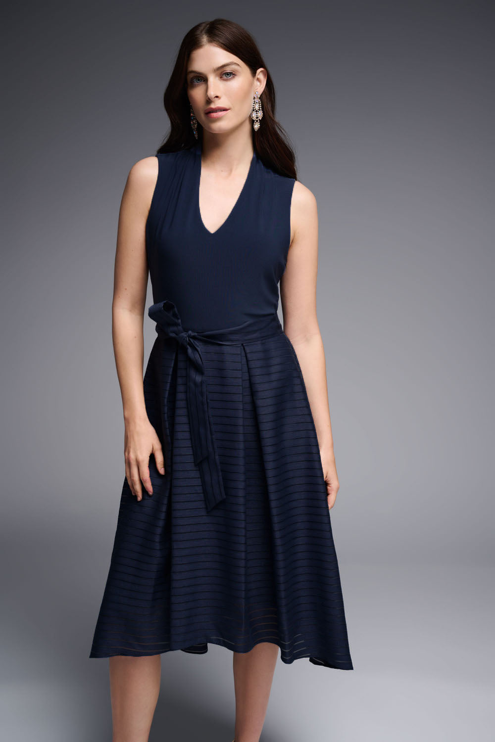 Joseph Ribkoff Midnight Blue Silky Knit Sleeveless Fit And Flare Dress Style 231721