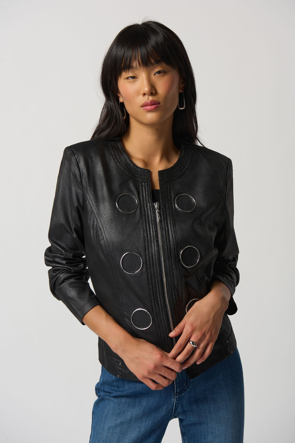 Joseph Ribkoff Black Faux Suede Jacket Style 231910