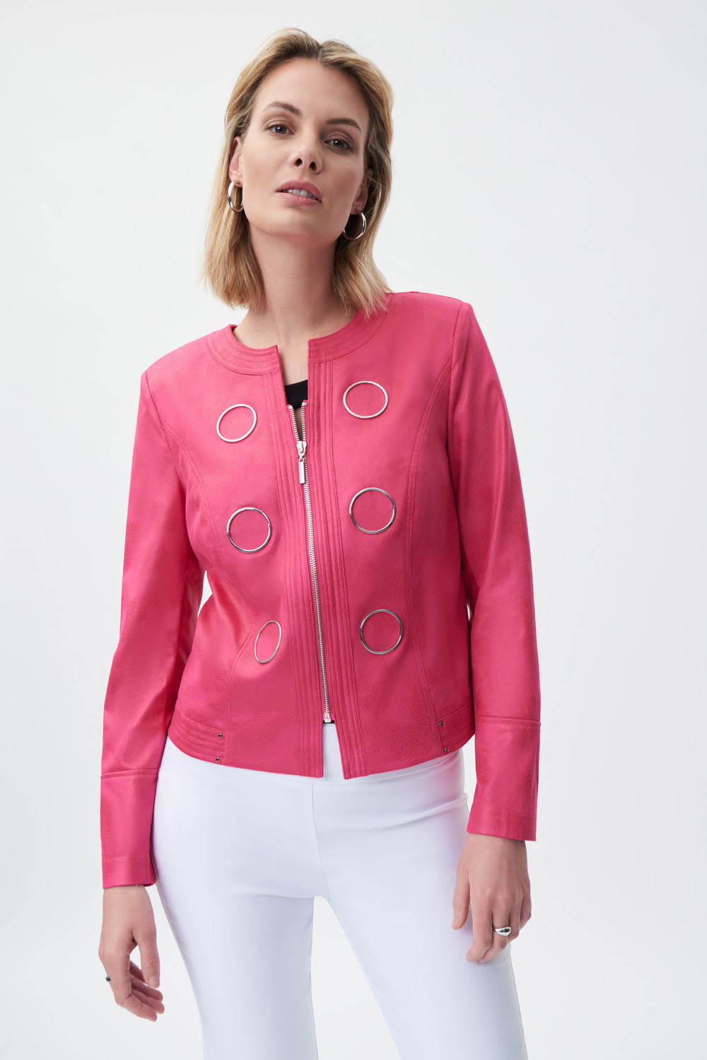 Joseph Ribkoff Dazzle Pink Faux Suede Jacket Style 231910