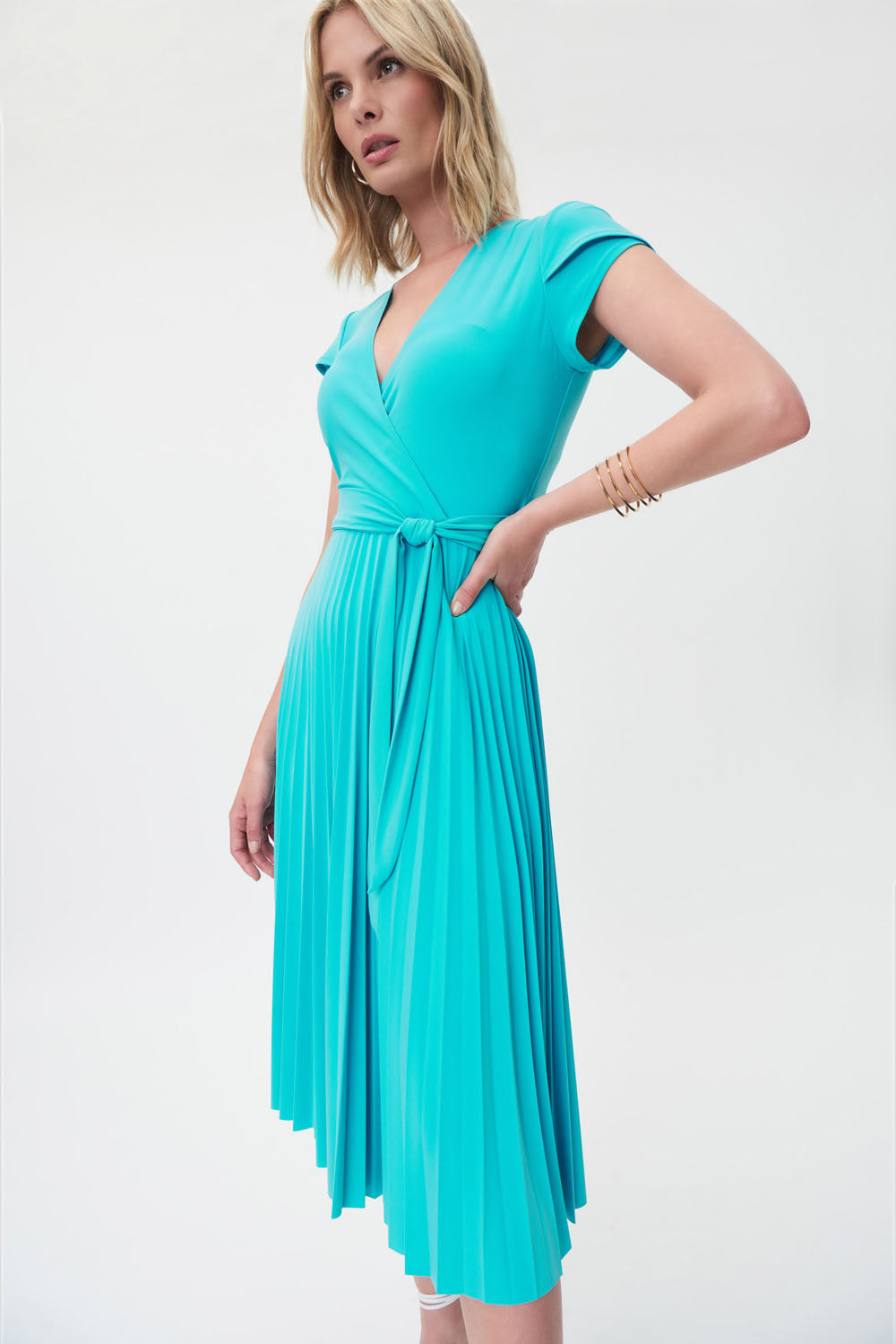 Joseph Ribkoff Palm Springs Pleated Wrap Dress Style 232039