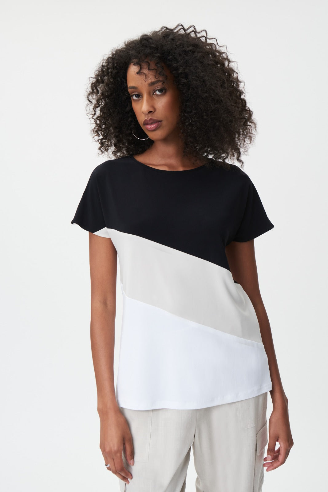 Joseph Ribkoff Vanilla/Moonstone/Black Top Style 232180