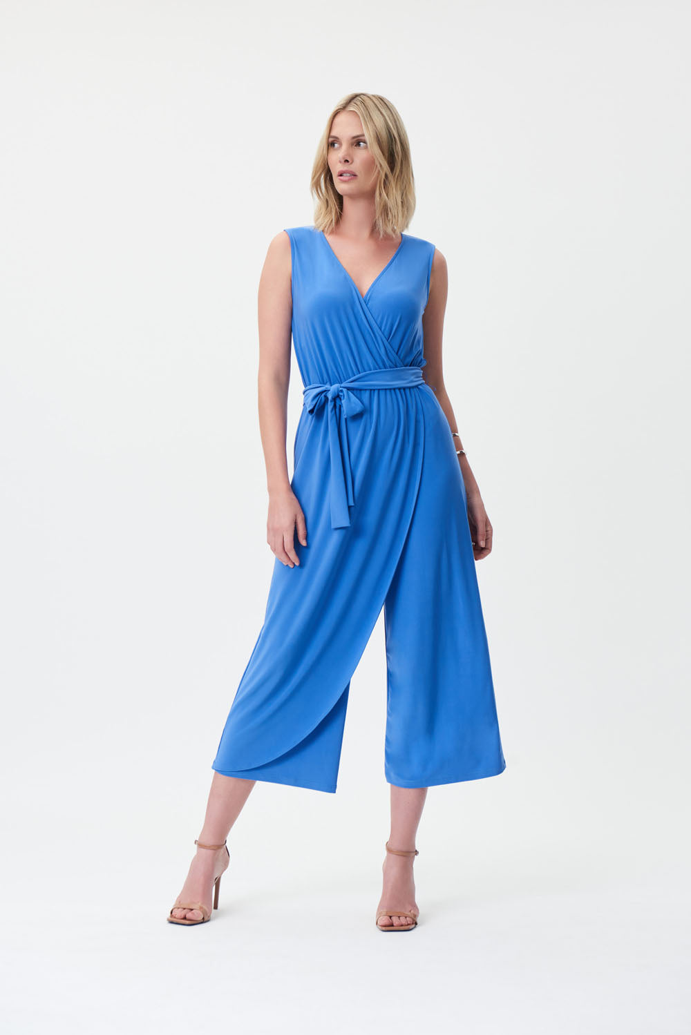 Joseph Ribkoff Blue Iris Sleeveless Wide-Legged Jumpsuit Style 232247