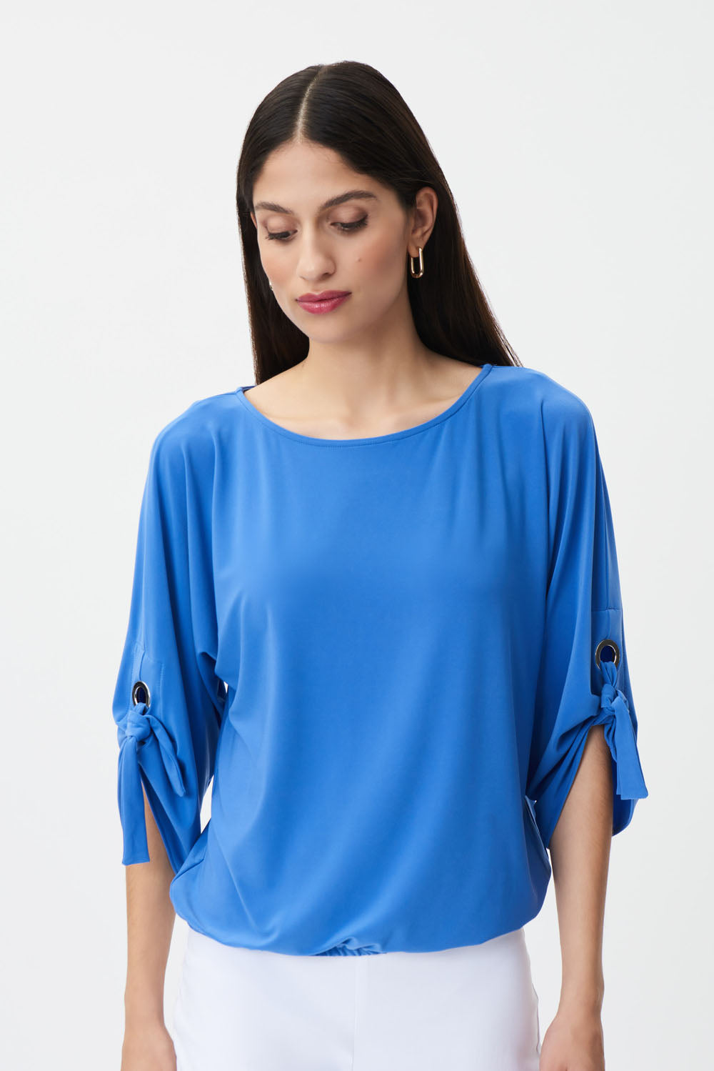 Joseph Ribkoff Blue Iris Dolman Sleeve Boat Neckline Top Style 232251