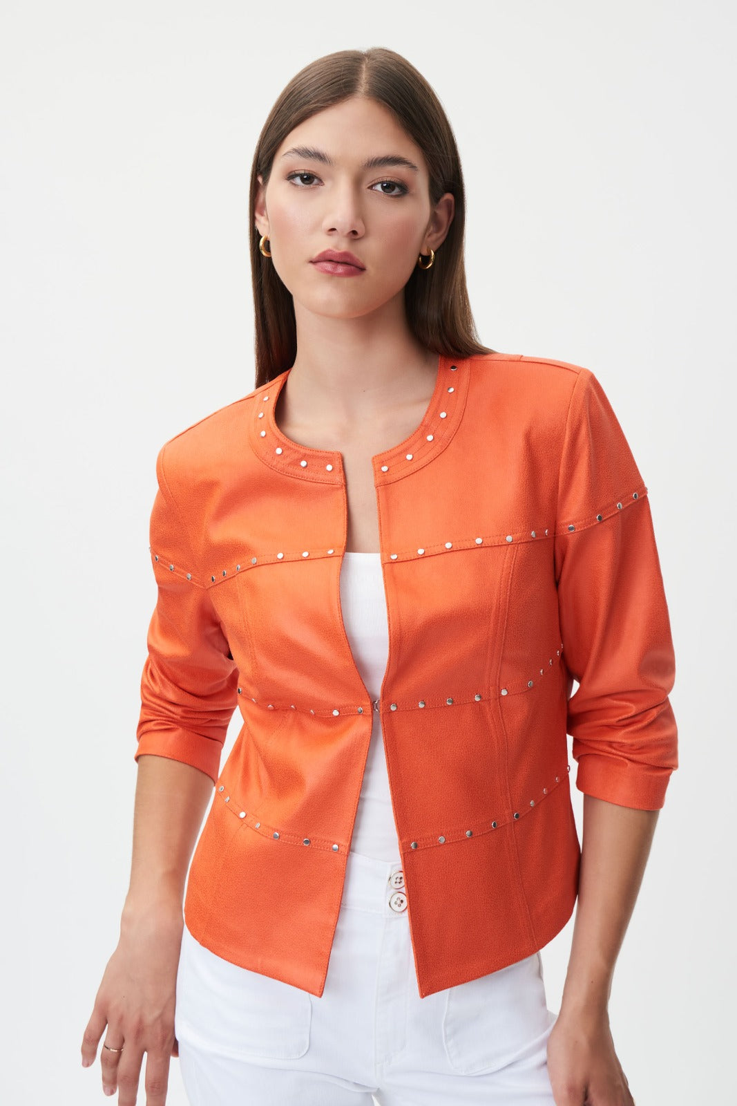 Joseph Ribkoff Faux Suede Orange Jacket Style 232904