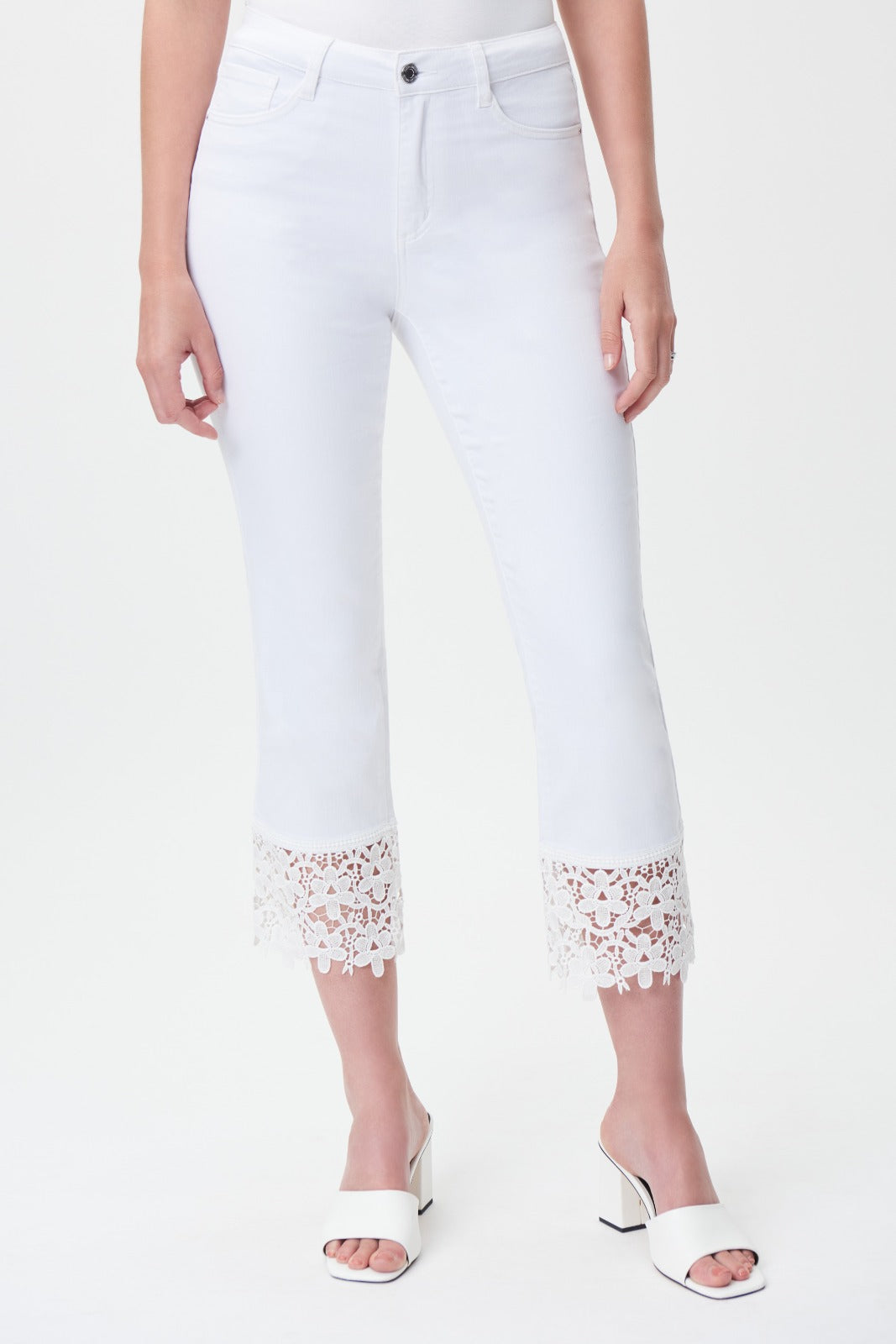 Joseph Ribkoff White Denim Capri Pants Style 232909