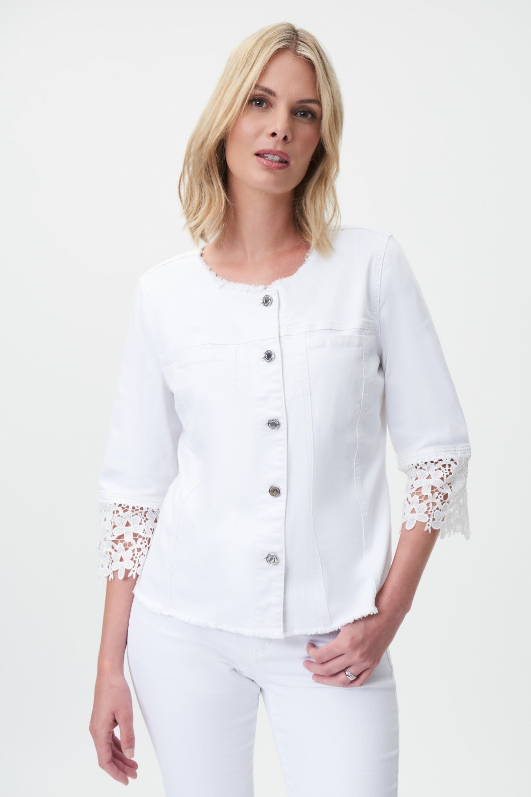 Joseph Ribkoff White Denim Jacket Style 232910