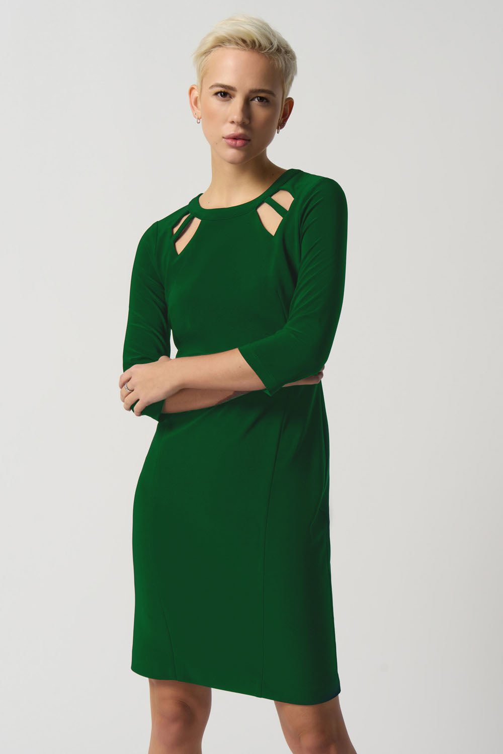 Joseph Ribkoff Kelly Green Keyhole Neckline Sheath Dress Style 233040