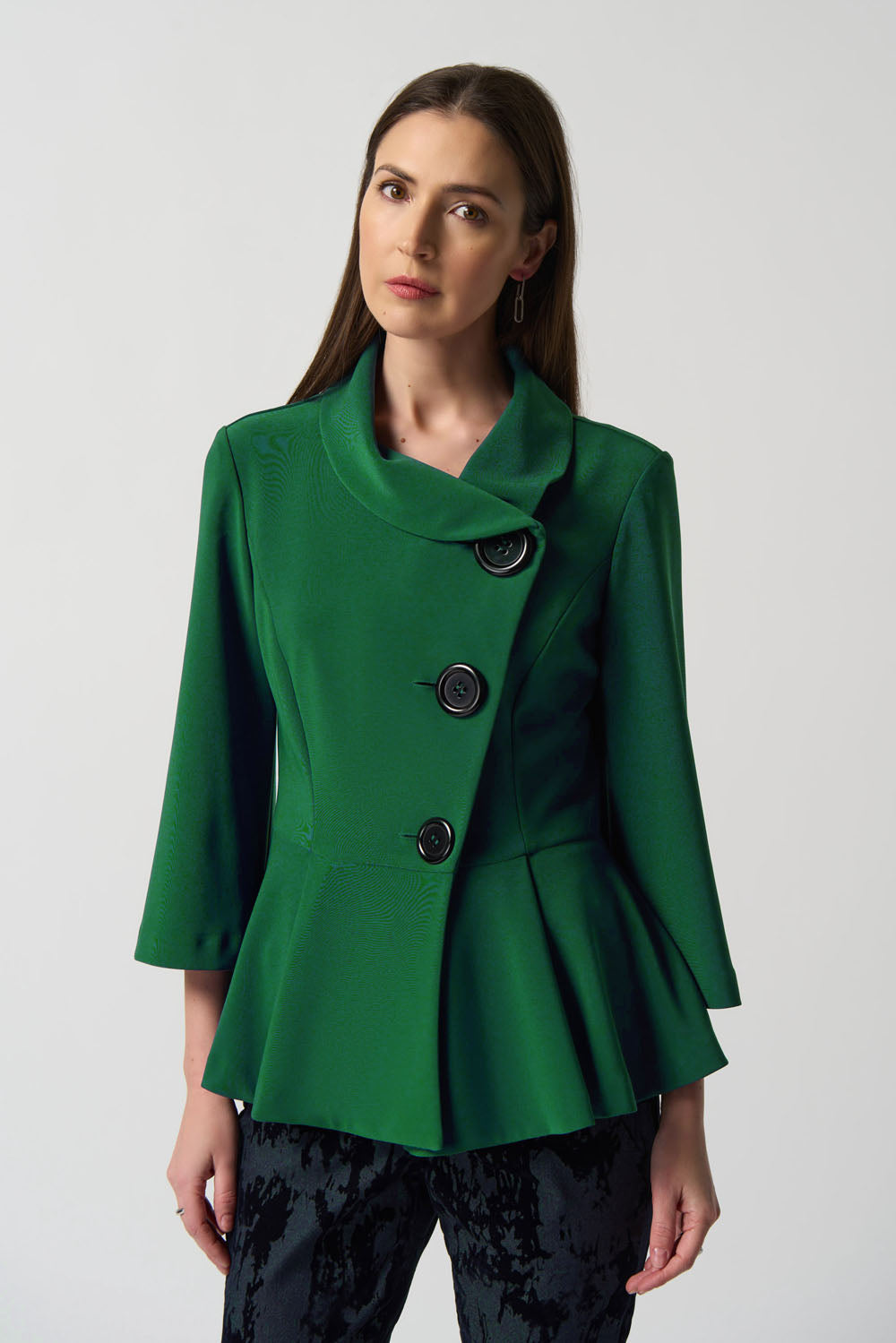 Joseph Ribkoff Kelly Green Buttoned Peplum Jacket Style 233042