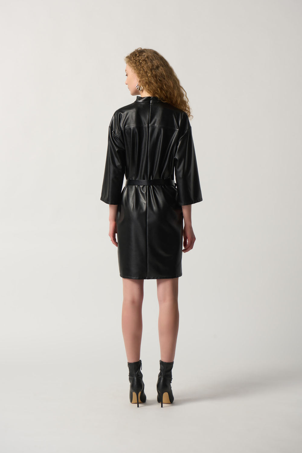 joseph ribkoff leather dress Joseph Ribkoff 224097 Size US12 Moka Faux Leather Dress Original price $352