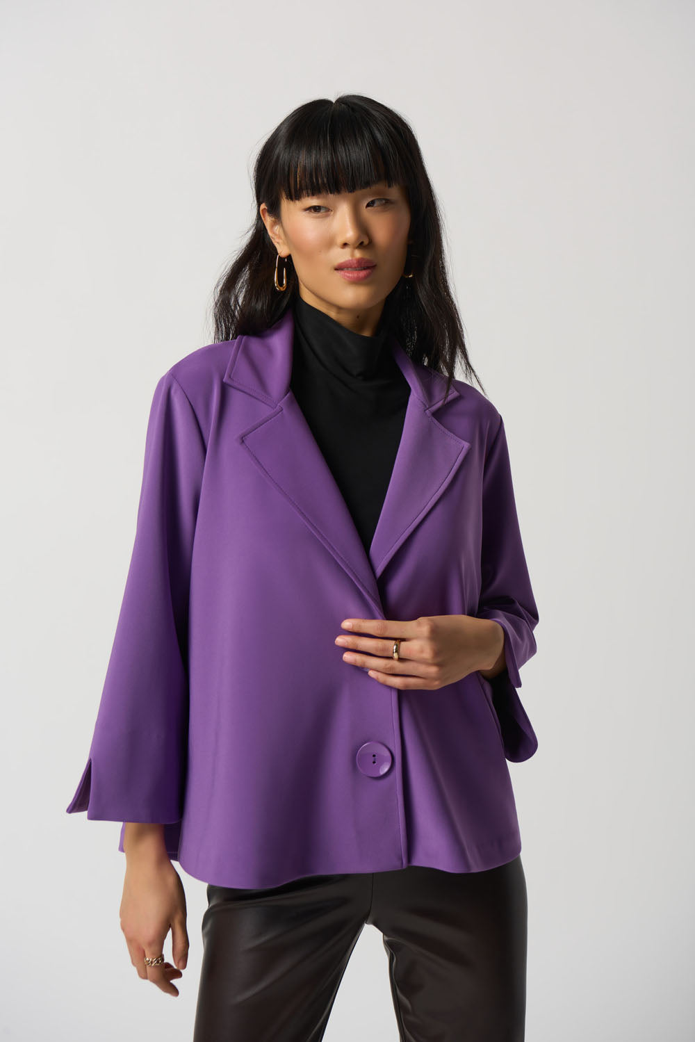 Joseph Ribkoff Violet Notched Collar Boxy Jacket Style 233063