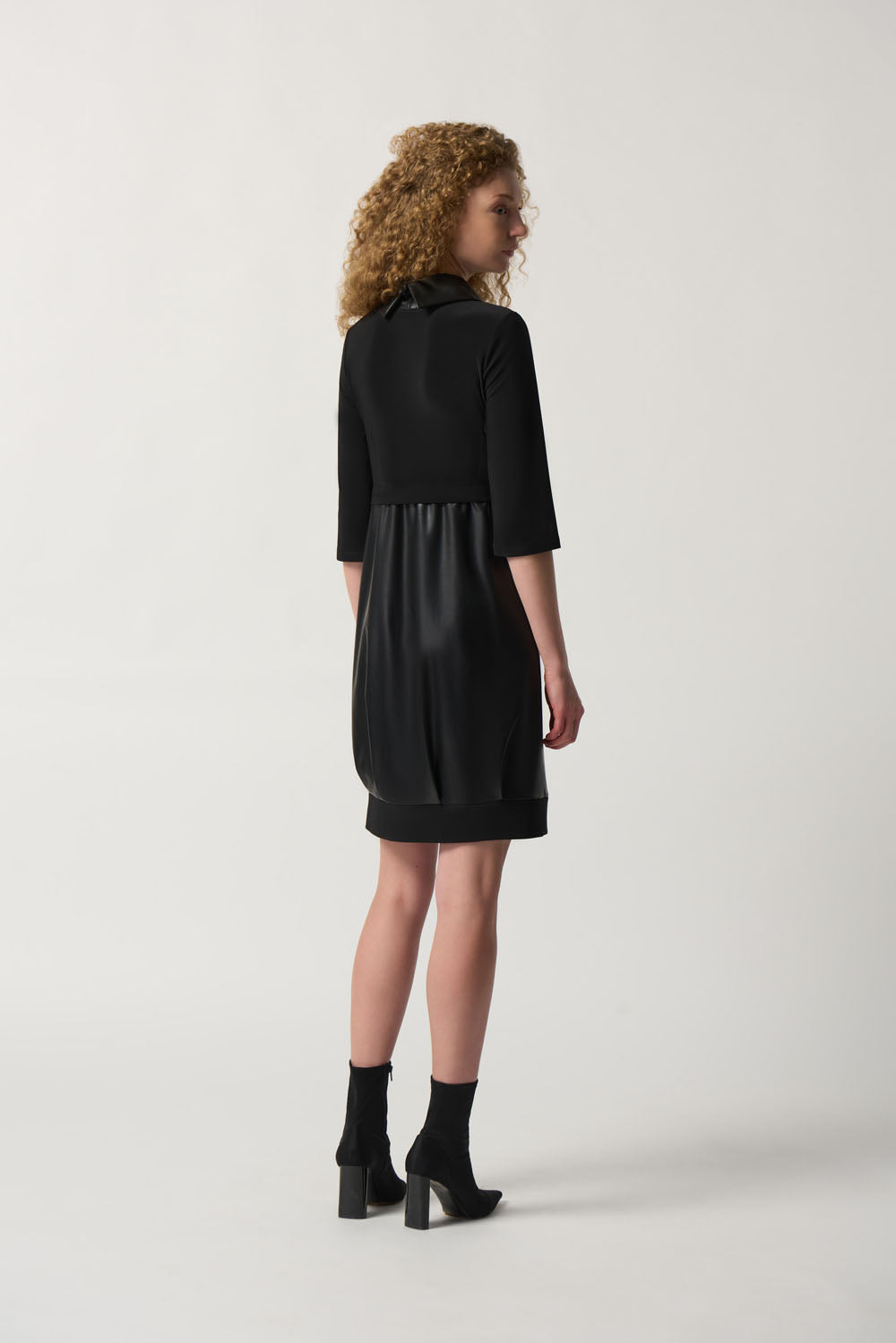 joseph ribkoff leather dress Joseph Ribkoff Faux Leather Embroidered Dress