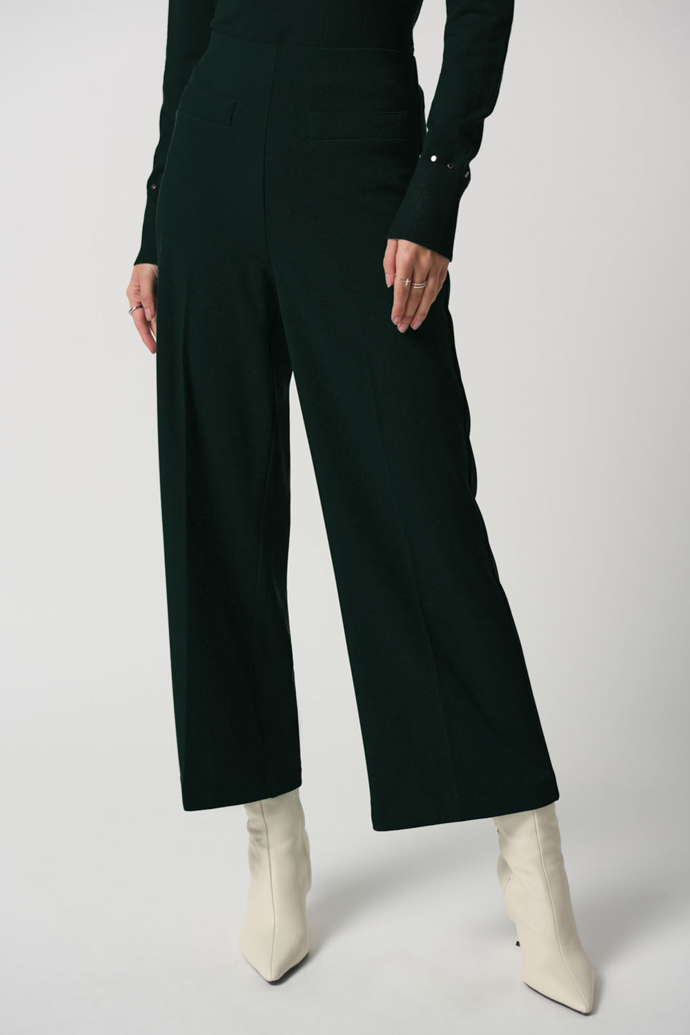 Joseph Ribkoff Black High-Rise Wide-Leg Pants Style 233098